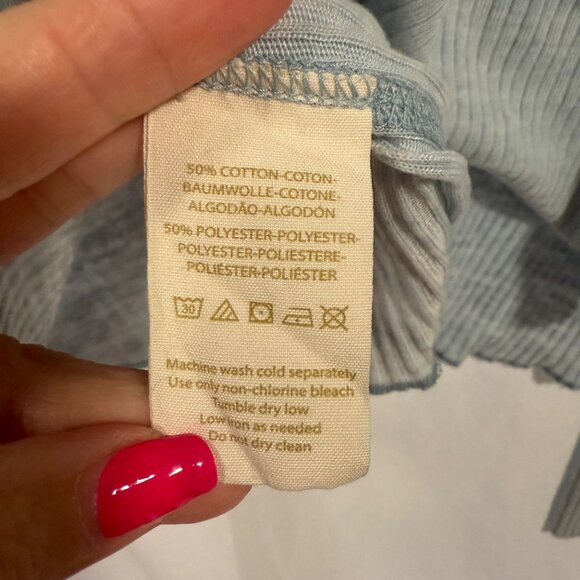 Free People We the Free Oceanview‎ V-Neck Plunging Blue Thermal Top Size XS - Picture 5 of 8